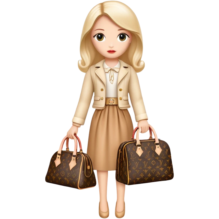 Boneca com mala da louis vuitton emoji