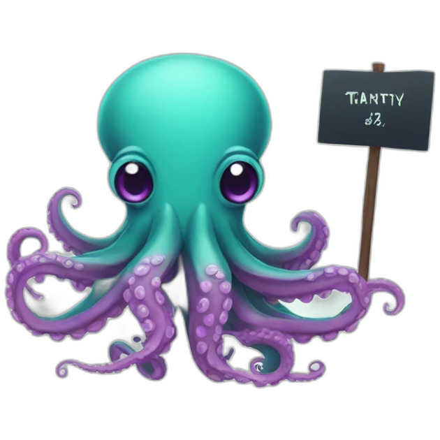 Cute kraken Holding a Sign in his tentacles emoji