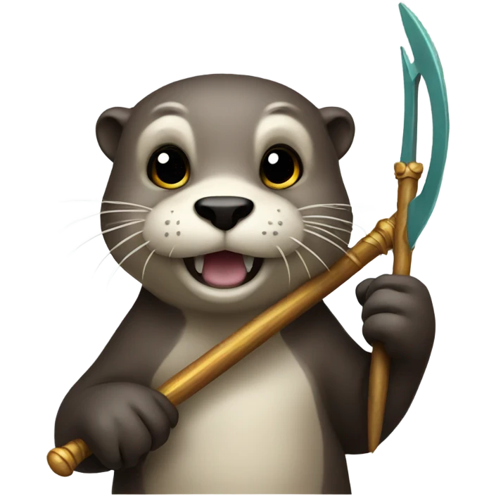 Otter holding trident emoji