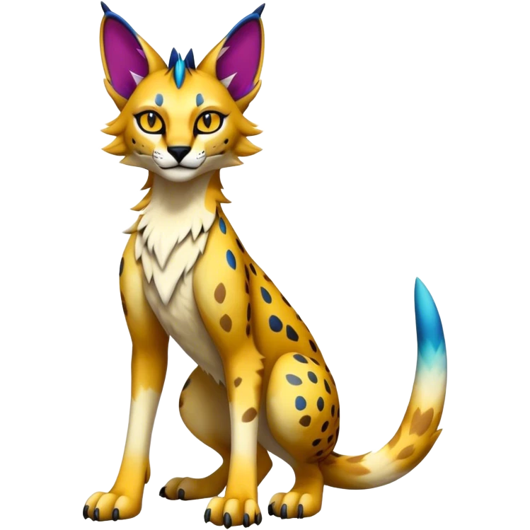 Epic Edgy Colorful Sergal-Serval-Vernid full body emoji