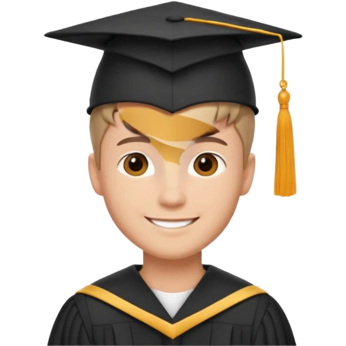 Graduated Students, Male, proudly, short hair, wearing graduation cap emoji