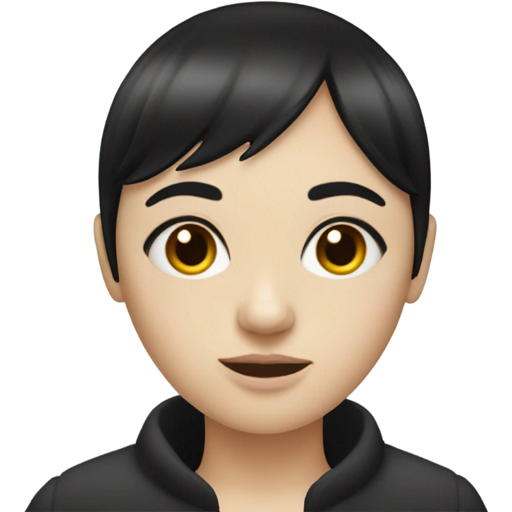 make a very pale women, with a black hair and a fringe emoji