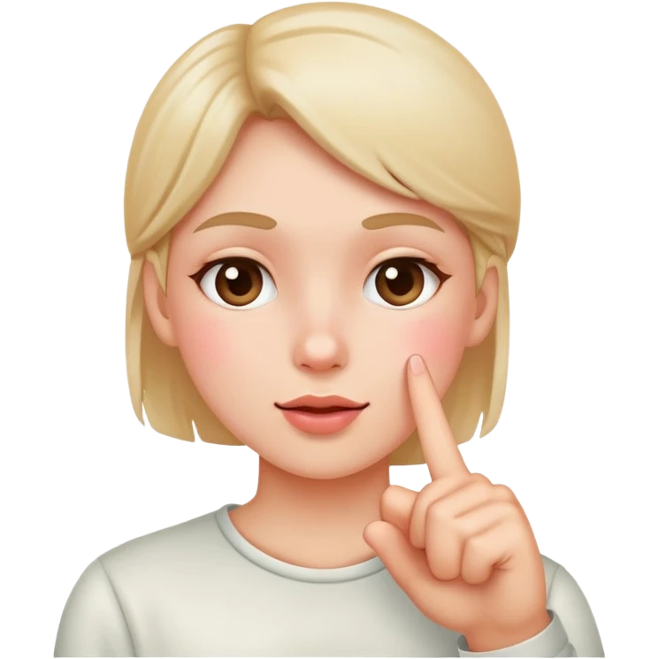 blushing face with finger pointing at cheek emoji