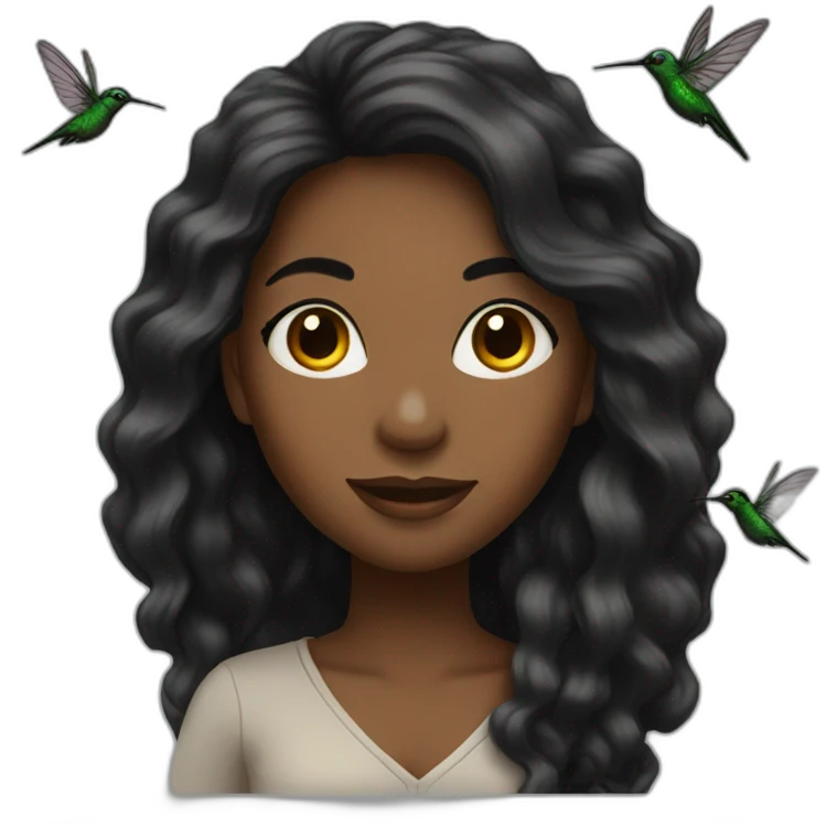 Black women with long hair and humming bird emoji