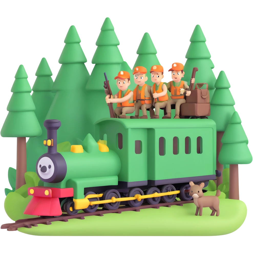forest train with hunters emoji
