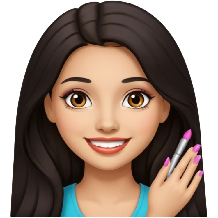 pretty girl dark long hair latina makeup emoji