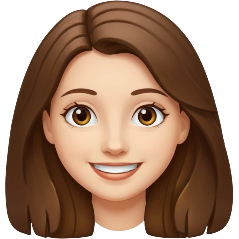 happy white long brunette hair girl with hazel eyes smiling emoji