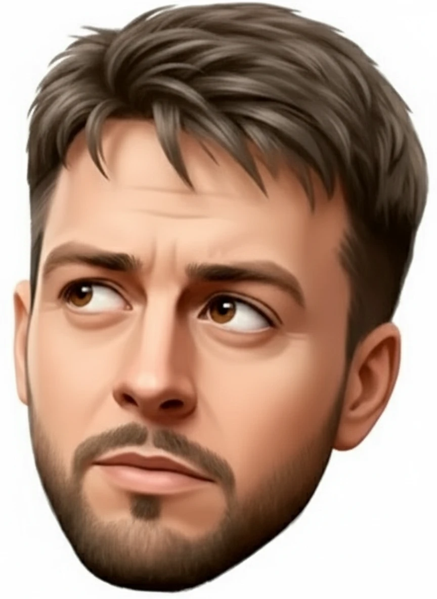 нарисуй точно такого же человека, с такой же эмоцией, но голова повернута в противоположную сторону emoji