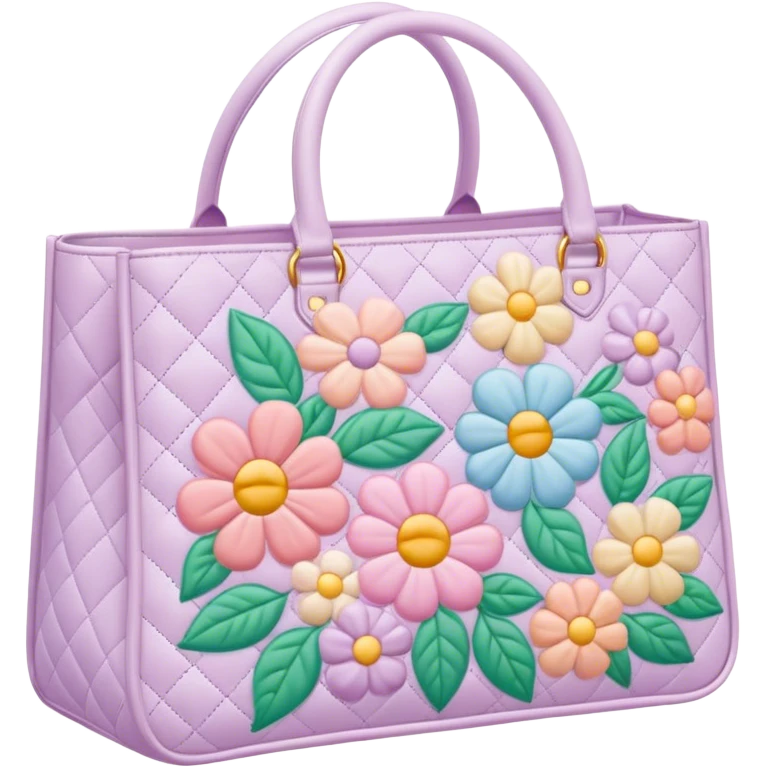 pastel floral quilted tote bag  emoji