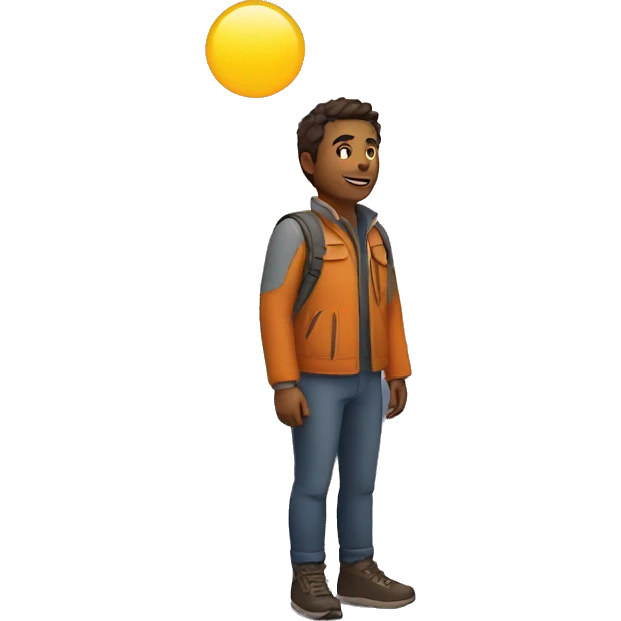 Man standing near mountain during sunrise emoji