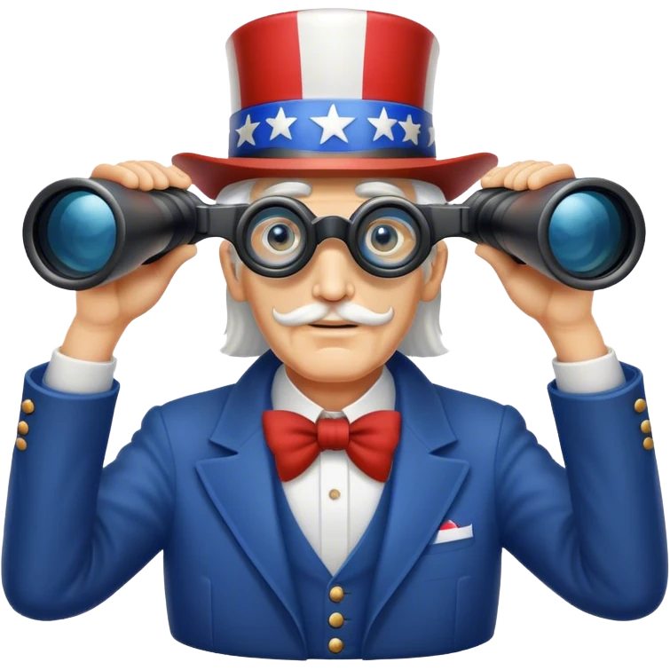 Uncle Sam is looking through binoculars emoji