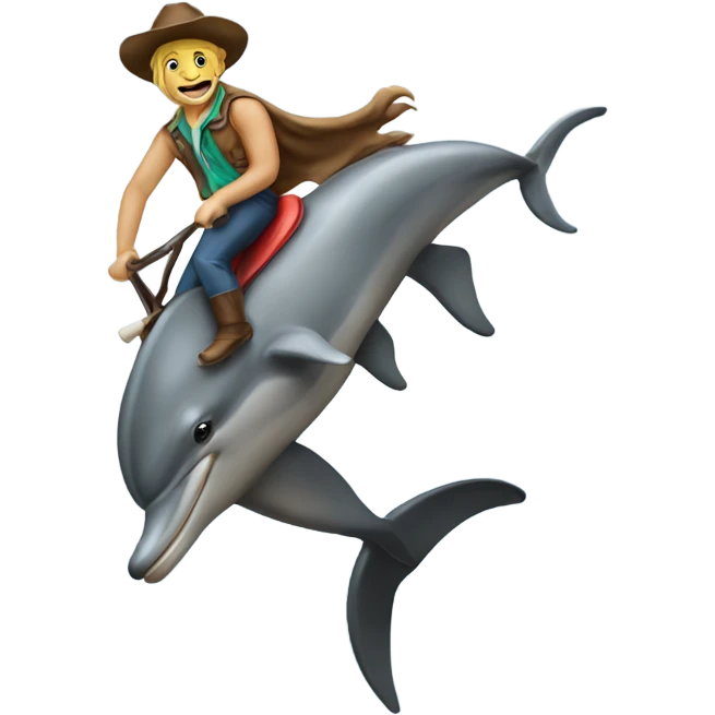 Dolphin riding a bronco emoji
