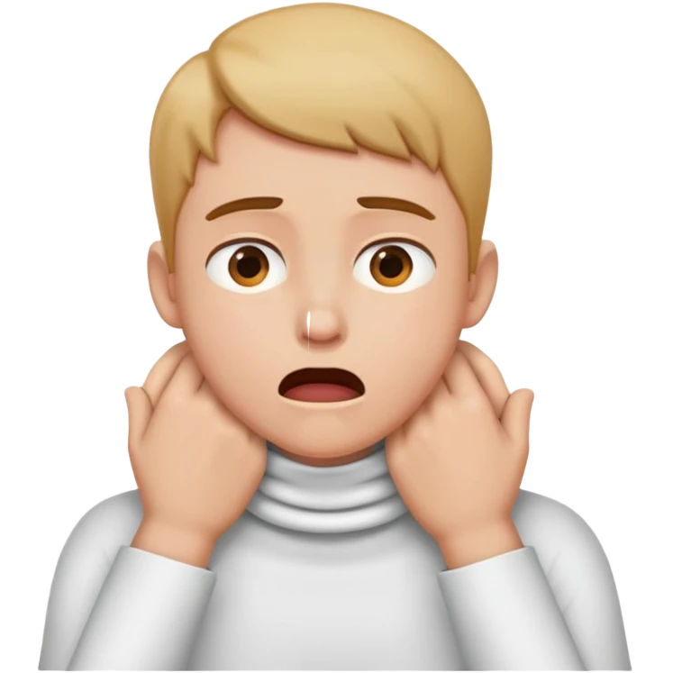 Person choking themselves with their own hands around their neck emoji