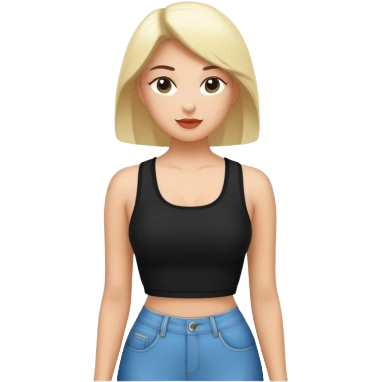 Siyah uzun saçlı siyah ceket  polar ceket ceket gevşek biraz omzundan çıkıyormuş gibi ve bugday ten rengi soltaraftaki omzundan çıkık sadece içinde de siyah crop var crop  emoji