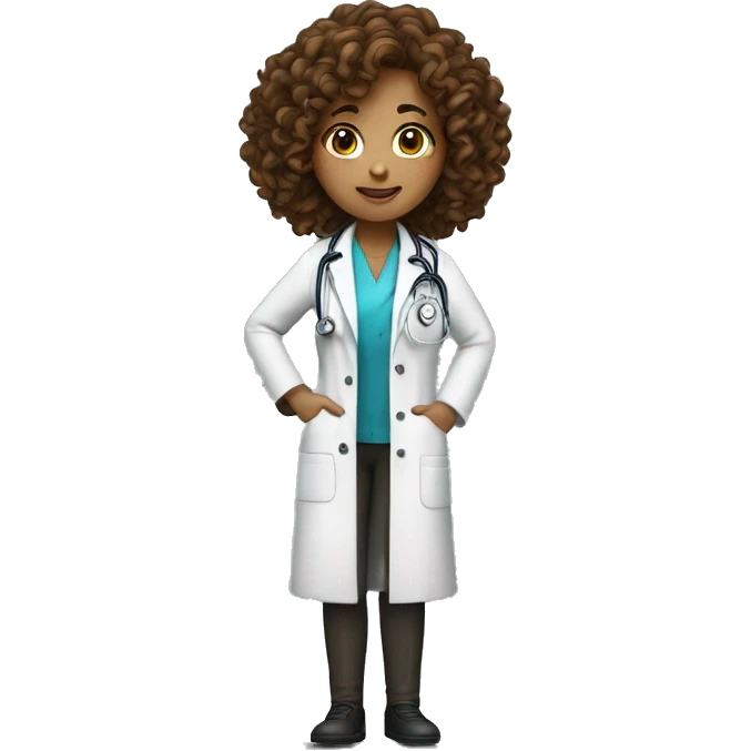 curly brown-hair with freckles woman doctor emoji