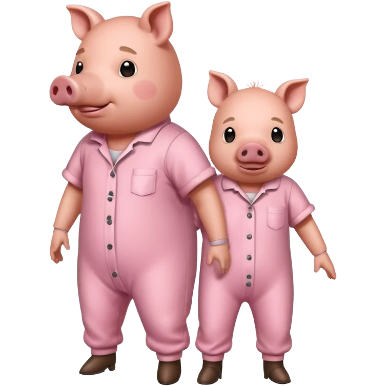 A pig in a prison jumpsuit getting humped by a larger hog emoji