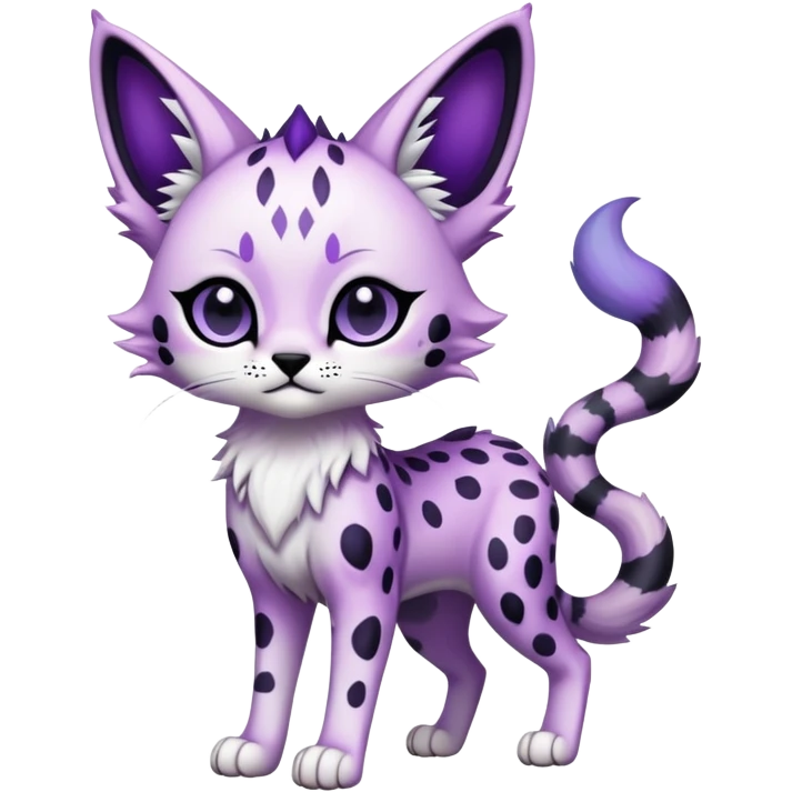 Kawaii Cute Edgy Black Purple White ethereal eldritch Serval-Fionbri-Vernid full body emoji
