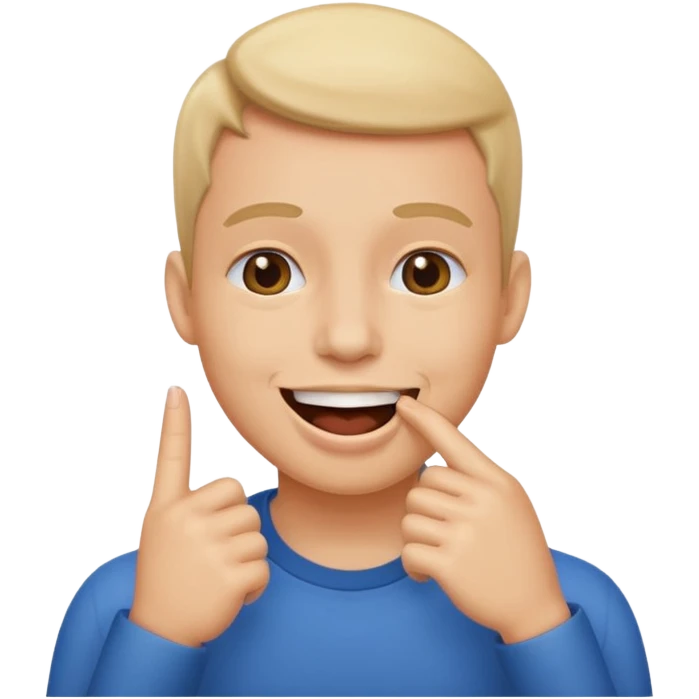 doigt dans la bouche avec un sourire emoji