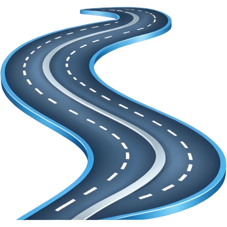 Clean roadmap icon emoji with curved path and milestones, modern corporate style emoji