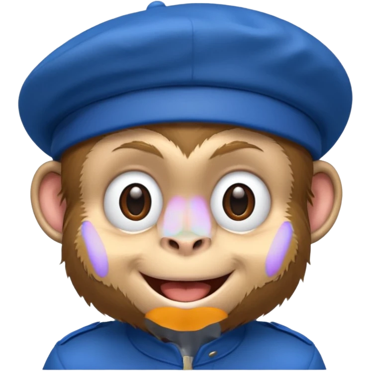 Monkey wearing blue beret emoji
