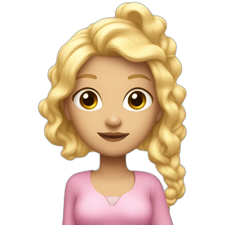 Siren with blonde hair with tail pink whole body emoji