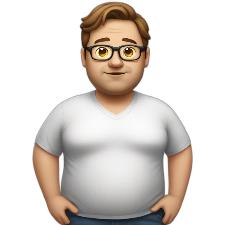 Very fat man with brown hair and glasses without beard  emoji