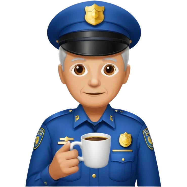 polition officer elderly with coffee emoji