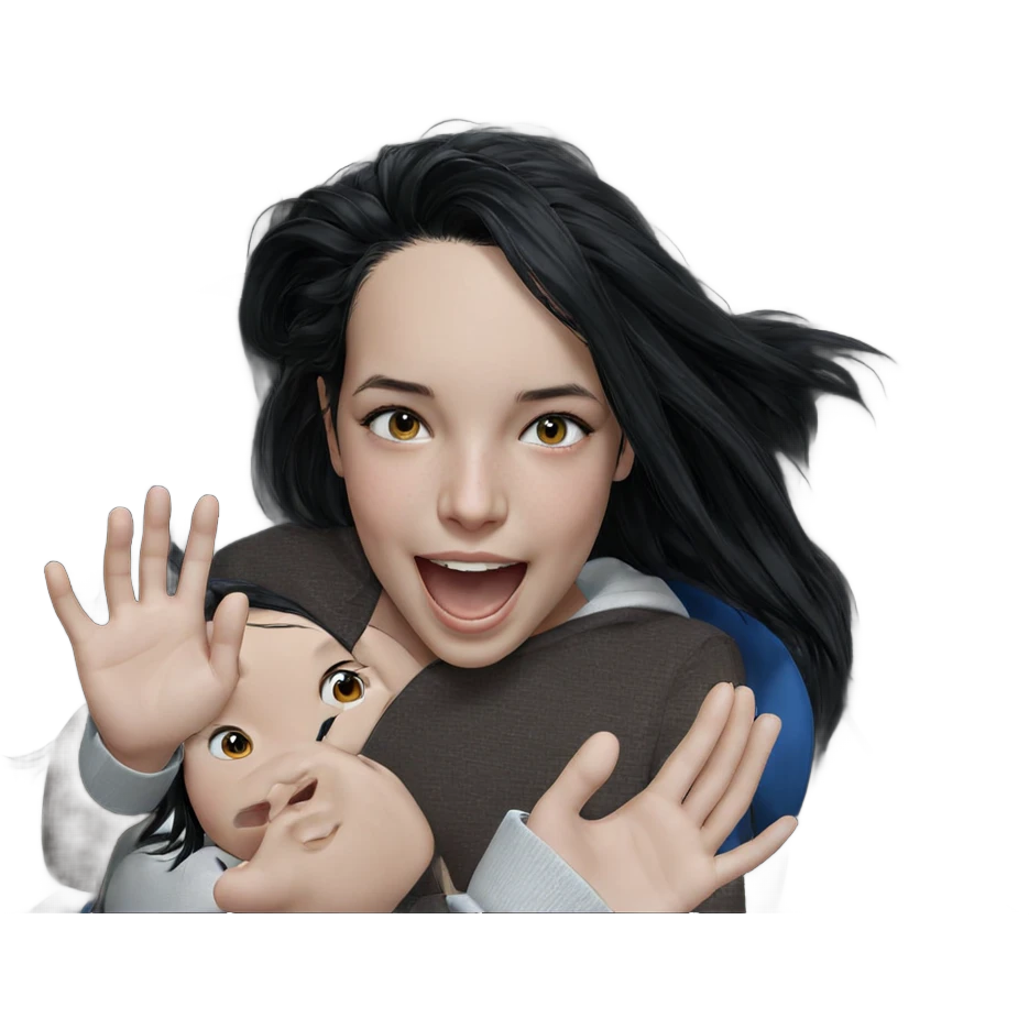 realistic girl with black hair emoji