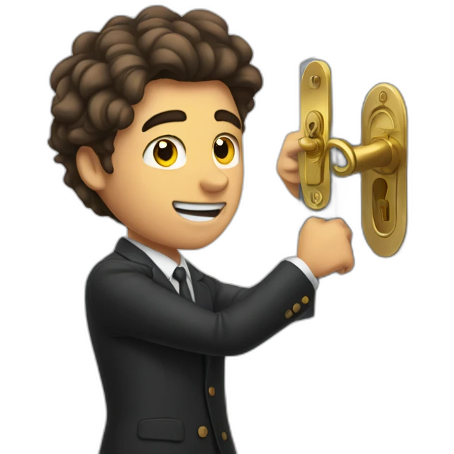 Classy young man struggling to get a key into a lock emoji
