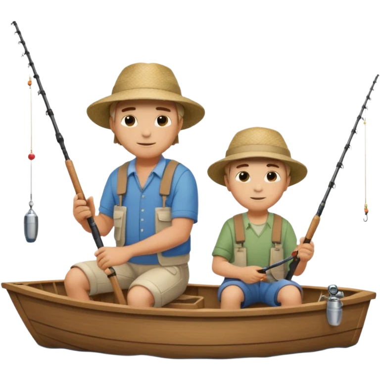 Father and son fishing on a boat emoji