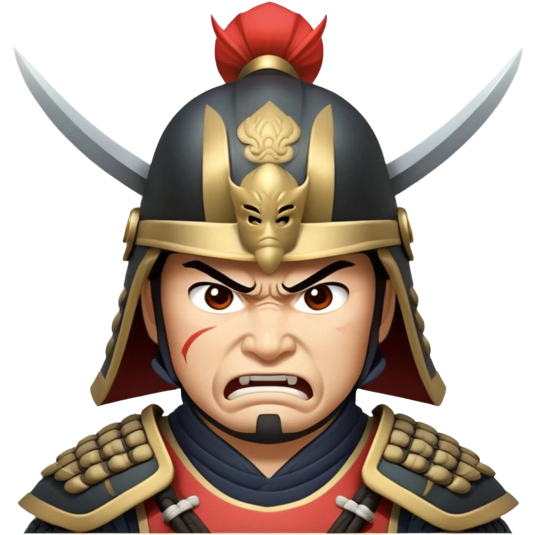 angry samurai warrior with helmet and armor emoji