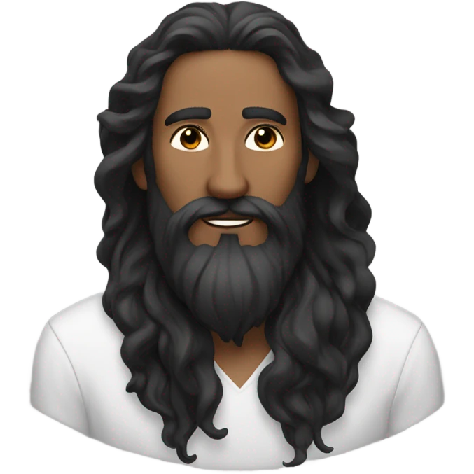 Man with long wavy black hair and long black beard  emoji