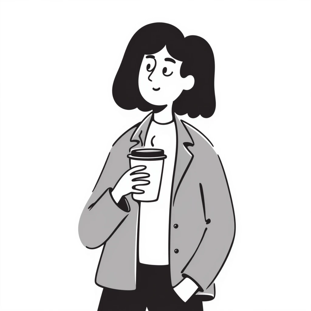 aesthetic college student with a coffee cup emoji
