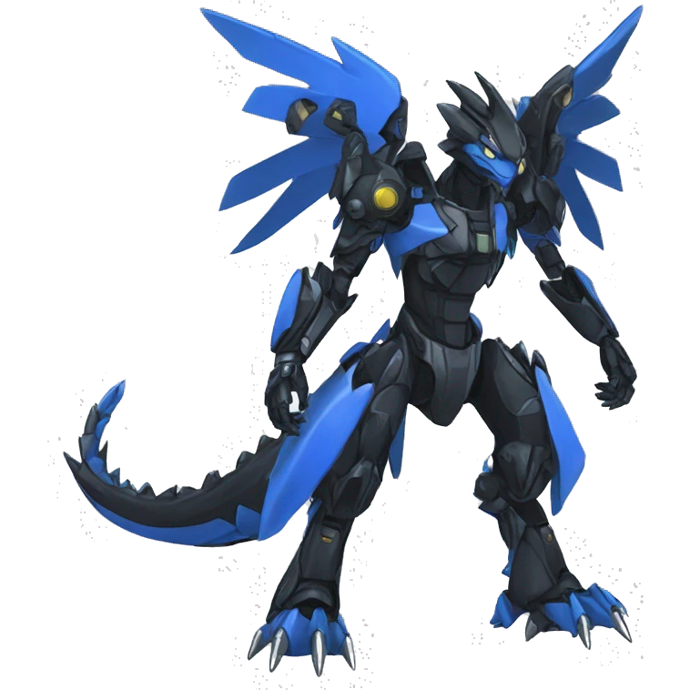  Cool Edgy Black Blue Digimon-Fakemon-Raptor-Dragon-Mecha full body emoji