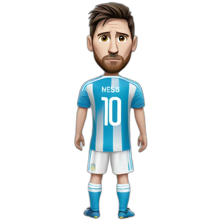 Messi With a look of sadness and loneliness in the clothes of the Argentine national team emoji