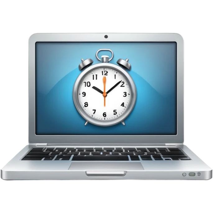 compact laptop with clock icon overlay symbolizing admin workload emoji