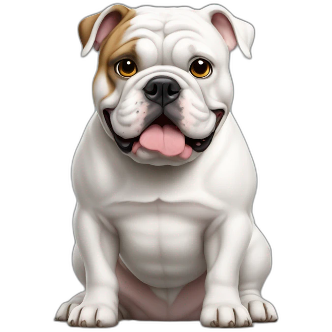 Full body white English bulldog tilted his head questioningly emoji