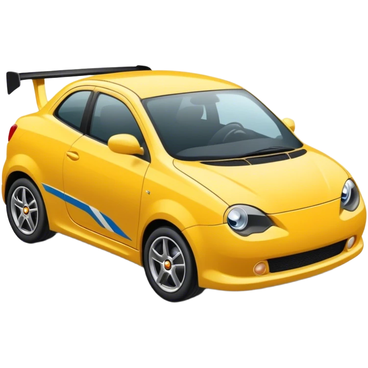 Uma imagem de um carro sport sendo avaliado com uma lupa emoji