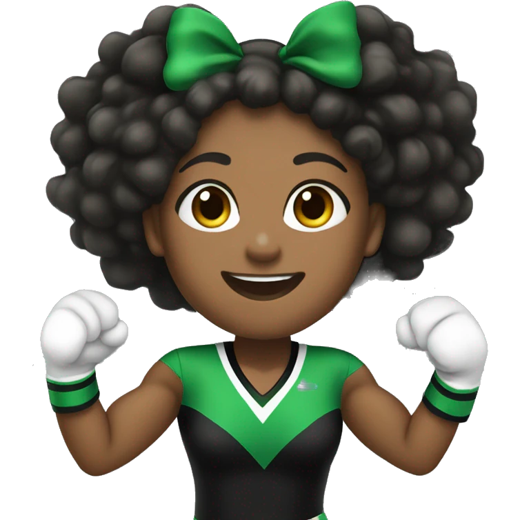 African american cheerleader cheering color green and black uniform emoji
