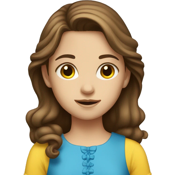 Girl with brown hair and blue eyes and a yellow dress emoji