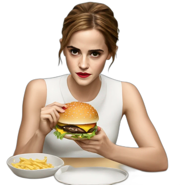 Emma Watson mange un burger emoji