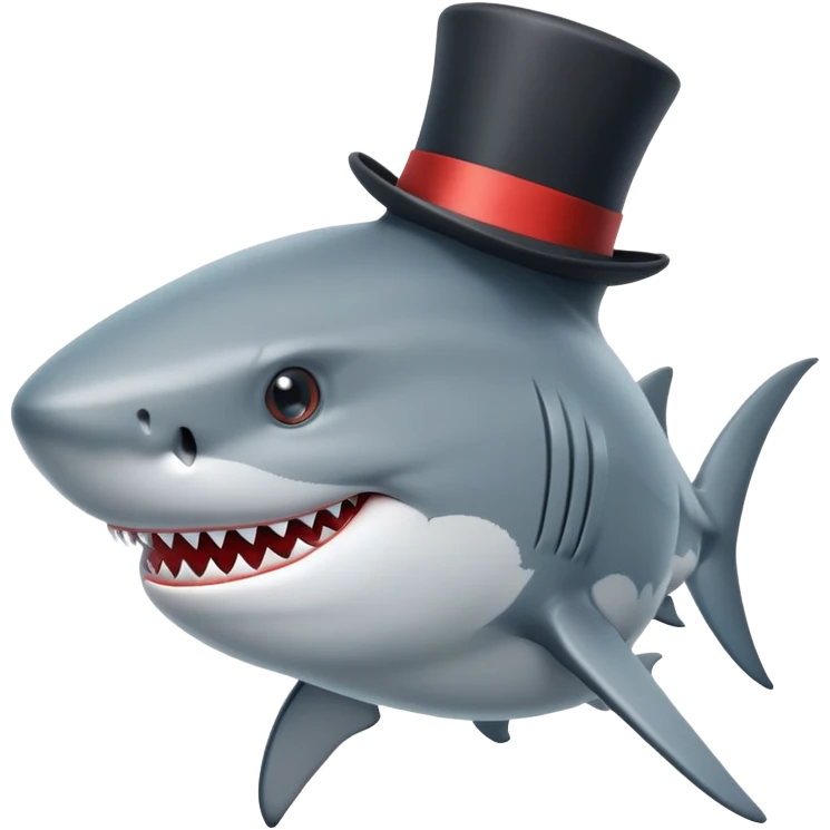 Shark with a top hat emoji