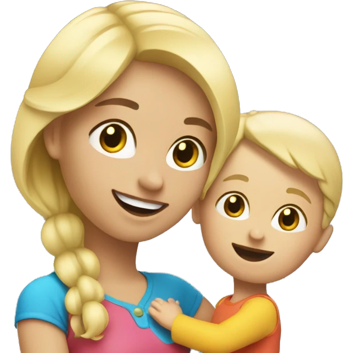 blonde women playing with blonde child with toys emoji