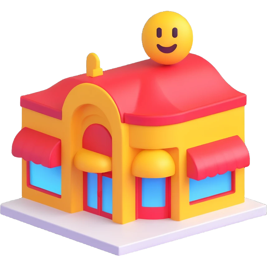 store icon, 3D emoji style, rounded and friendly emoji