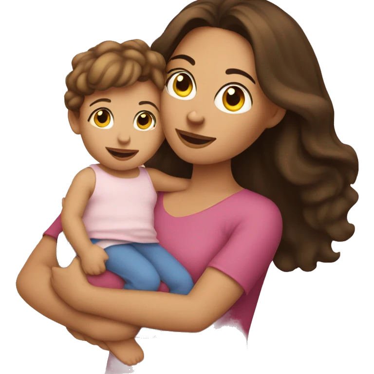 fair skinned brunette woman holding toddler emoji