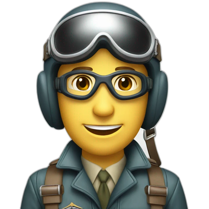 a caucasian 1940's air force pilot, with a leather helmet and goggles on his  head emoji