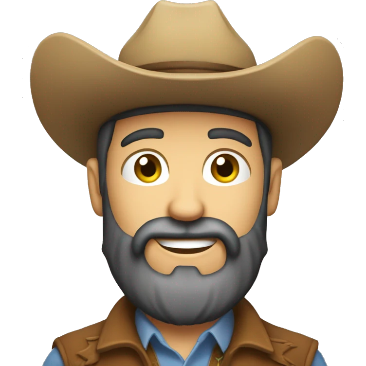 Caucasian male with a beard dressed as a cowboy emoji