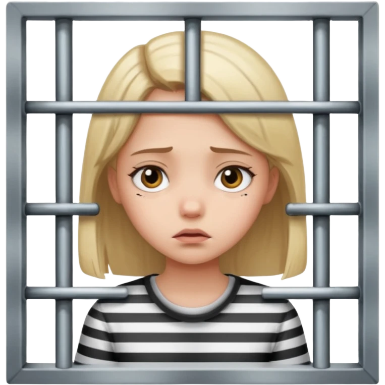 Girl looking in a jail cell door emoji