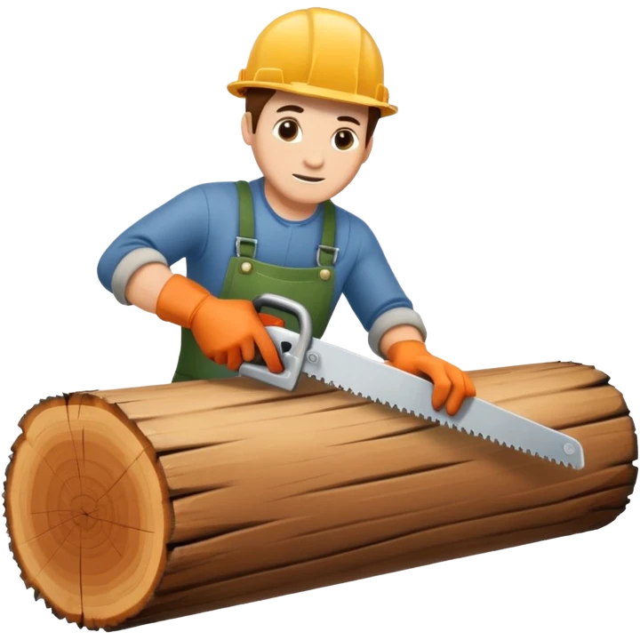 человек пилит бревно пилой emoji