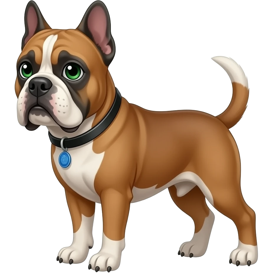 A man’s green 👁️ with a king Corso clipped ears fond color inside emoji